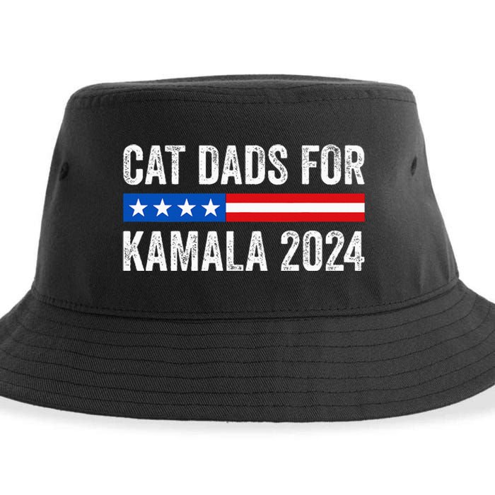 Cat Dads For Kamala Funny Cat Owner 2024 President Kamala Sustainable Bucket Hat