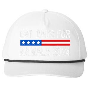 Cat Dads For Kamala Funny Cat Owner 2024 President Kamala Snapback Five-Panel Rope Hat