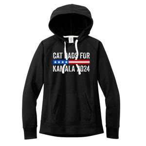 Cat Dads For Kamala Funny Cat Owner 2024 President Kamala Women's Fleece Hoodie