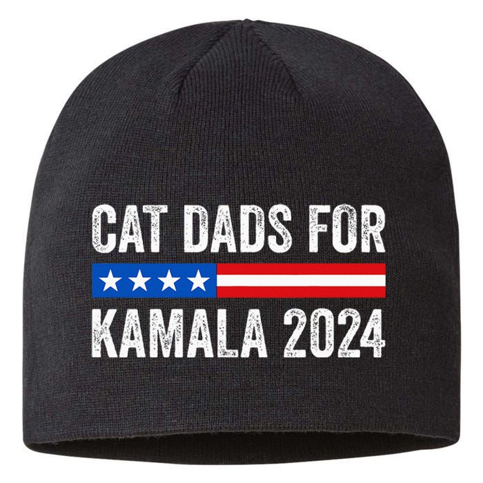 Cat Dads For Kamala Funny Cat Owner 2024 President Kamala Sustainable Beanie