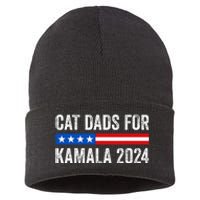 Cat Dads For Kamala Funny Cat Owner 2024 President Kamala Sustainable Knit Beanie