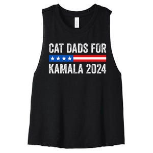 Cat Dads For Kamala Funny Cat Owner 2024 President Kamala Women's Racerback Cropped Tank