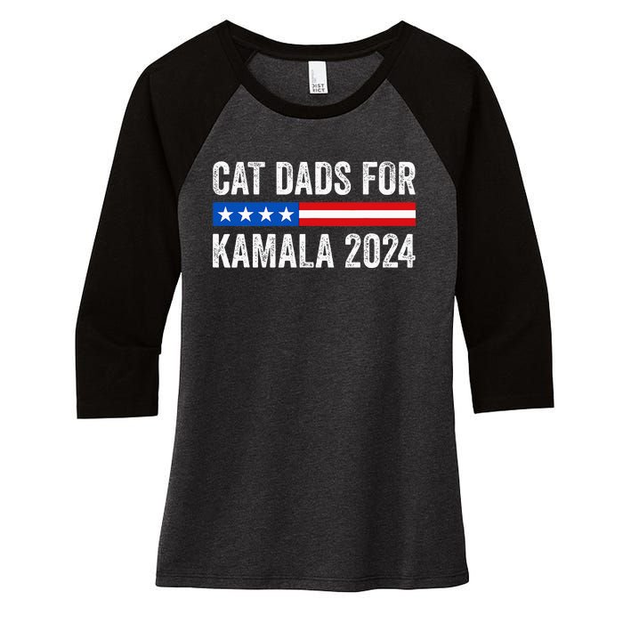 Cat Dads For Kamala Funny Cat Owner 2024 President Kamala Women's Tri-Blend 3/4-Sleeve Raglan Shirt