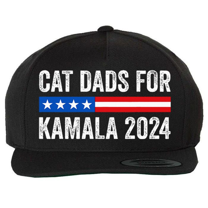 Cat Dads For Kamala Funny Cat Owner 2024 President Kamala Wool Snapback Cap