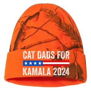 Cat Dads For Kamala Funny Cat Owner 2024 President Kamala Kati Licensed 12" Camo Beanie