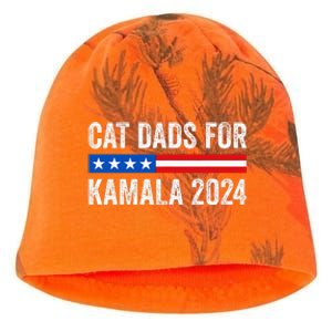 Cat Dads For Kamala Funny Cat Owner 2024 President Kamala Kati - Camo Knit Beanie