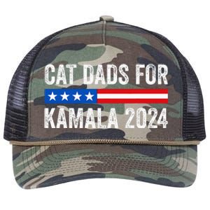 Cat Dads For Kamala Funny Cat Owner 2024 President Kamala Retro Rope Trucker Hat Cap