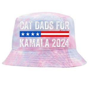 Cat Dads For Kamala Funny Cat Owner 2024 President Kamala Tie-Dyed Bucket Hat