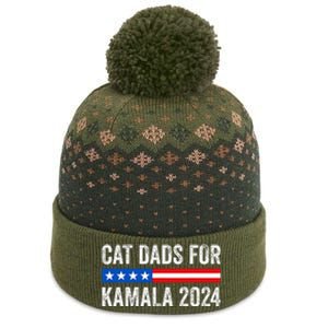 Cat Dads For Kamala Funny Cat Owner 2024 President Kamala The Baniff Cuffed Pom Beanie