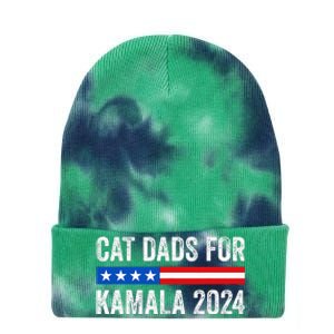 Cat Dads For Kamala Funny Cat Owner 2024 President Kamala Tie Dye 12in Knit Beanie