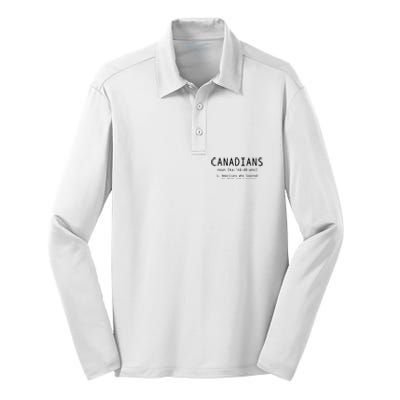 Canadian Definition Funny Canada Pride Silk Touch Performance Long Sleeve Polo