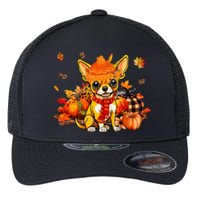 Chihuahua Dog Fall Scarf Leopard Pumpkins Autumn Leaves Flexfit Unipanel Trucker Cap