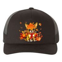 Chihuahua Dog Fall Scarf Leopard Pumpkins Autumn Leaves Yupoong Adult 5-Panel Trucker Hat