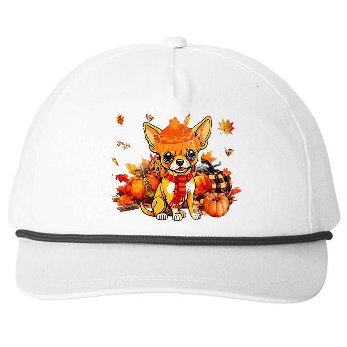 Chihuahua Dog Fall Scarf Leopard Pumpkins Autumn Leaves Snapback Five-Panel Rope Hat