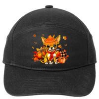 Chihuahua Dog Fall Scarf Leopard Pumpkins Autumn Leaves 7-Panel Snapback Hat