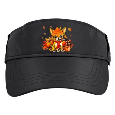 Chihuahua Dog Fall Scarf Leopard Pumpkins Autumn Leaves Adult Drive Performance Visor