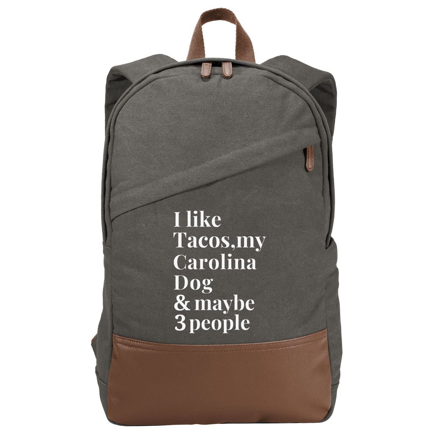 Carolina Dog Funny Dog Owner Tacos Lover Gift Women Cotton Canvas Backpack