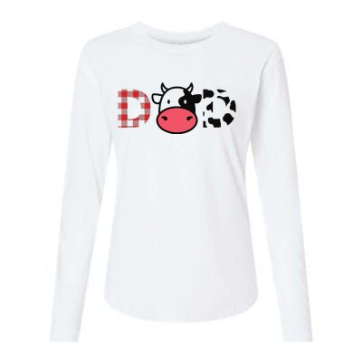 Cow Dad Funny Daddy Cow Lover Farmer Cows Womens Cotton Relaxed Long Sleeve T-Shirt