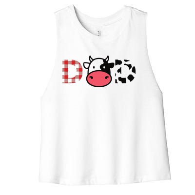 Cow Dad Funny Daddy Cow Lover Farmer Cows Women's Racerback Cropped Tank