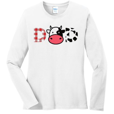 Cow Dad Funny Daddy Cow Lover Farmer Cows Ladies Long Sleeve Shirt