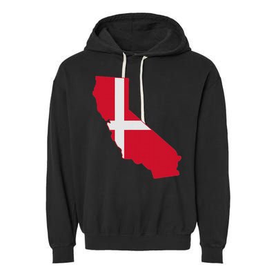 California Denmark Flag Map Garment-Dyed Fleece Hoodie