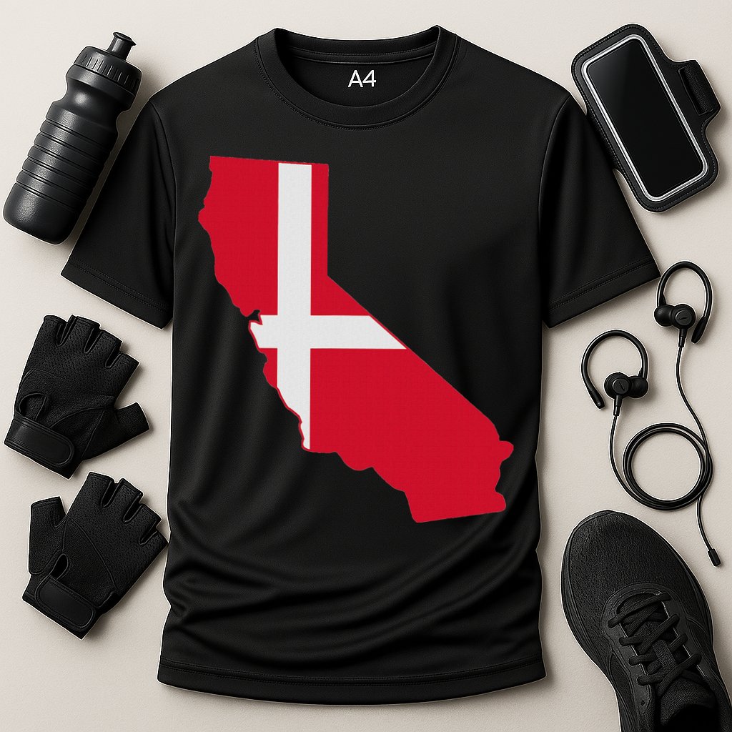 California Denmark Flag Map Performance Shirt