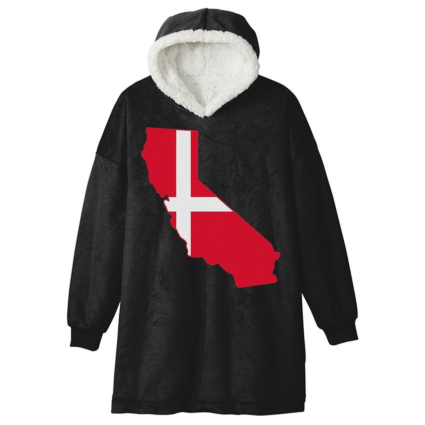 California Denmark Flag Map Hooded Wearable Blanket