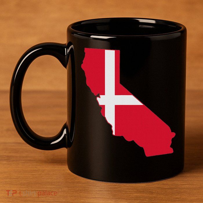 California Denmark Flag Map 11oz C Handle Ceramic Mug