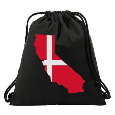 California Denmark Flag Map Drawstring Bag