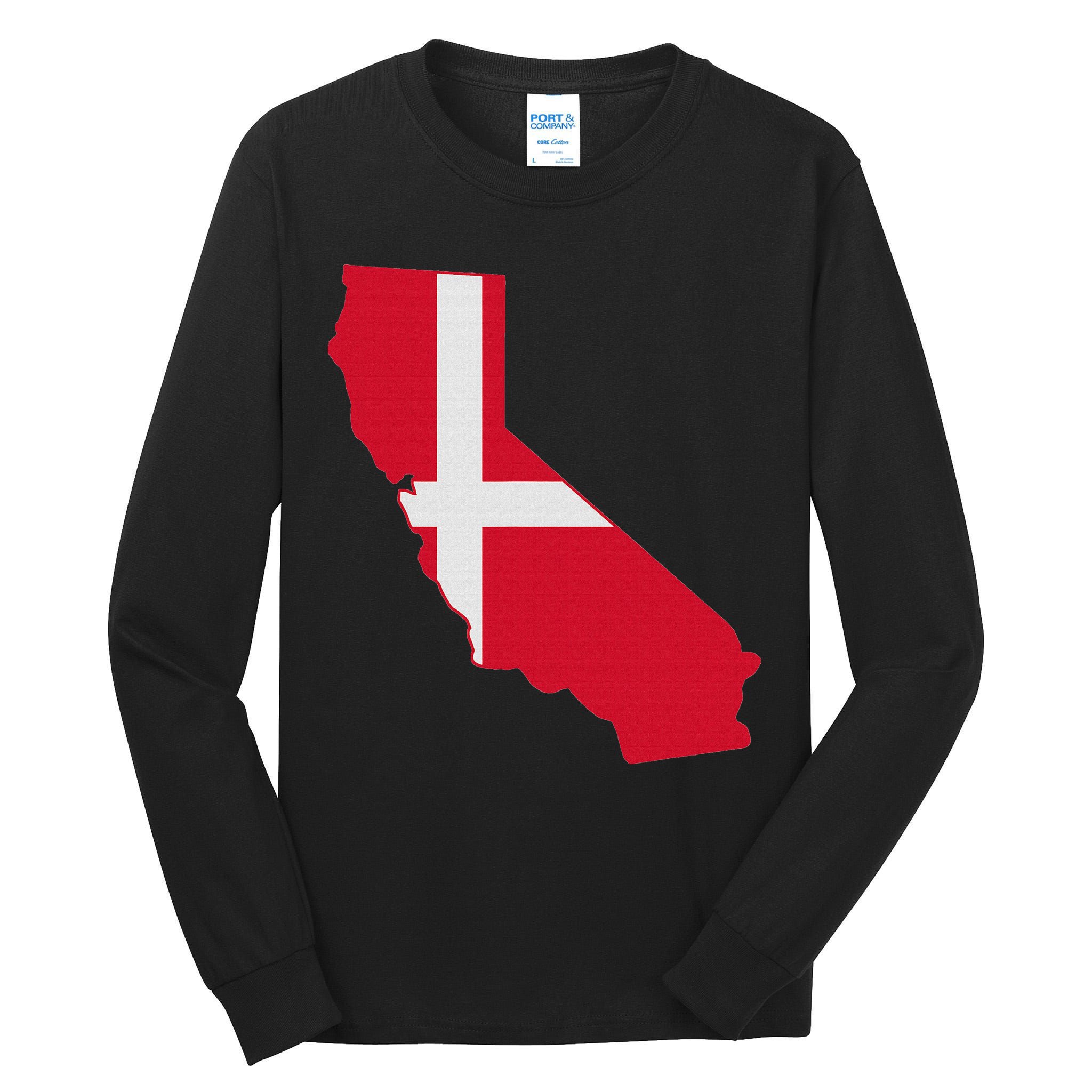 California Denmark Flag Map Tall Long Sleeve T-Shirt