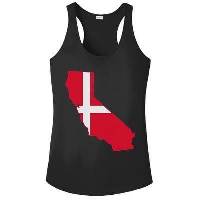 California Denmark Flag Map Ladies PosiCharge Competitor Racerback Tank