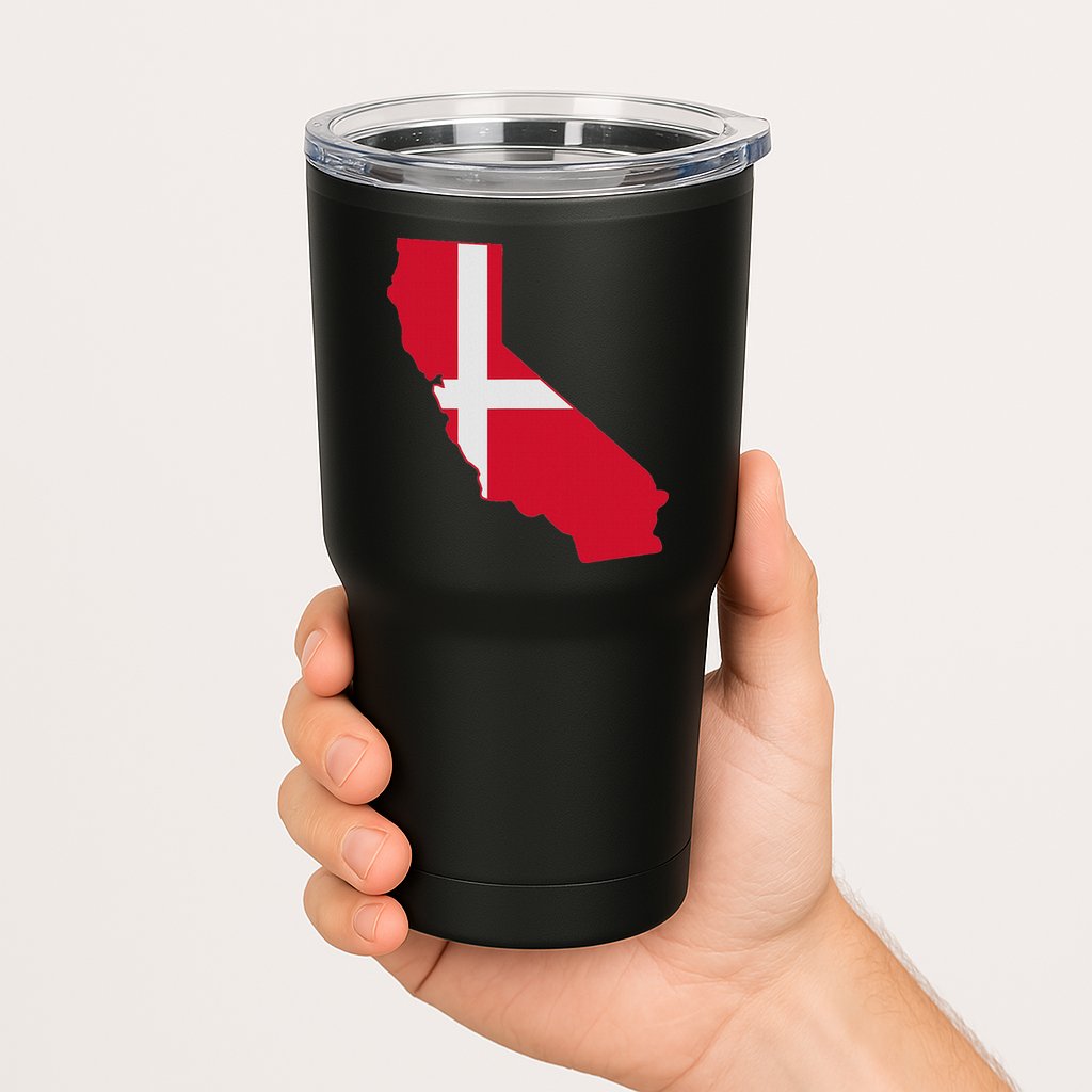 California Denmark Flag Map Tumbler