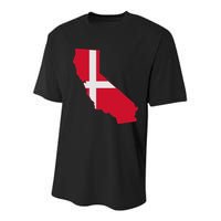 California Denmark Flag Map Youth Performance Sprint T-Shirt