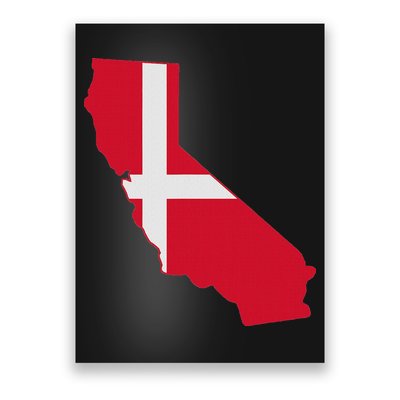 California Denmark Flag Map Poster