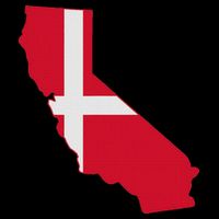 California Denmark Flag Map Poster
