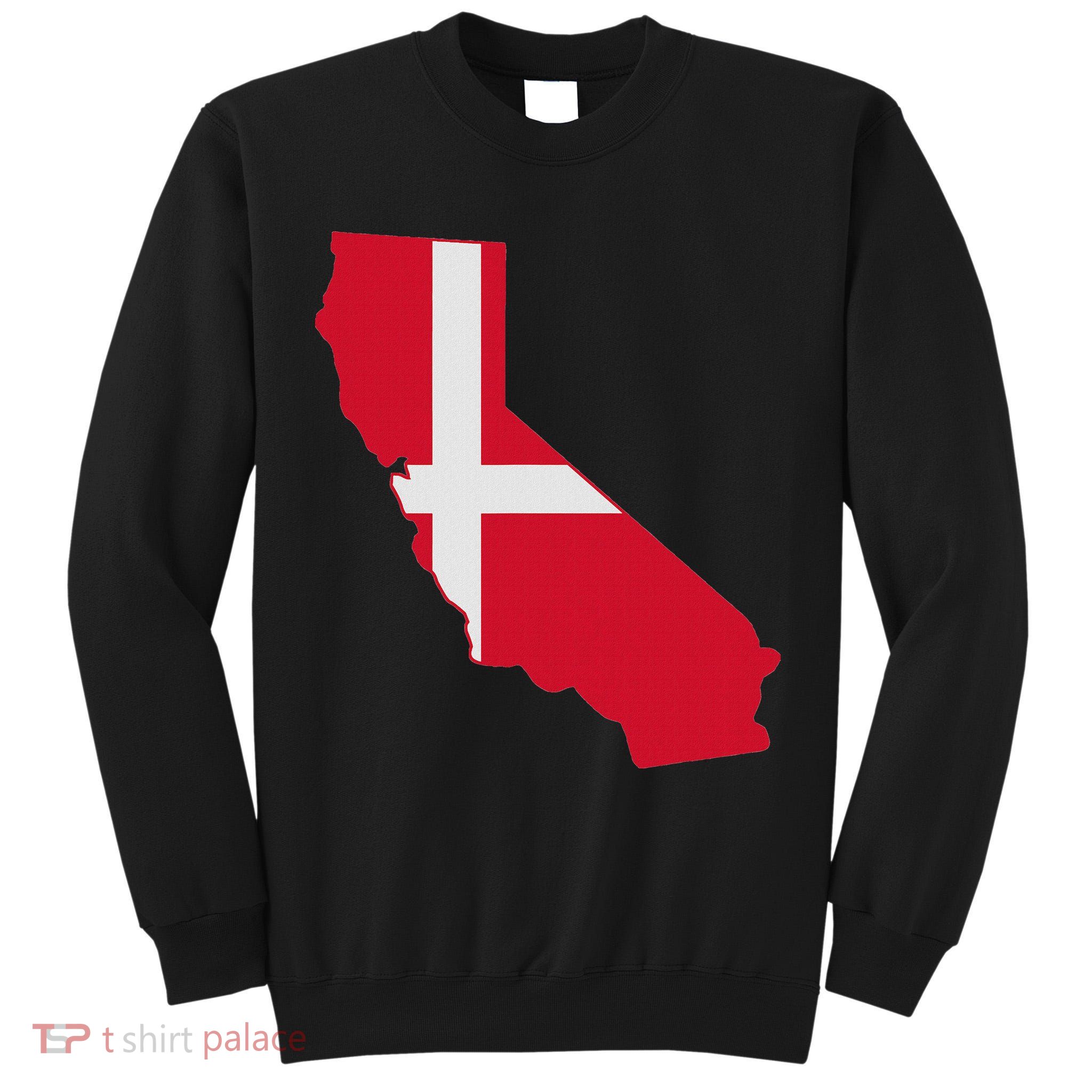 California Denmark Flag Map Tall Sweatshirt