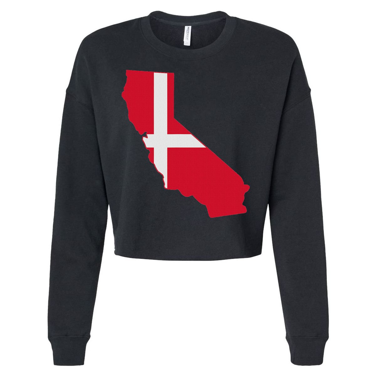 California Denmark Flag Map Cropped Pullover Crew