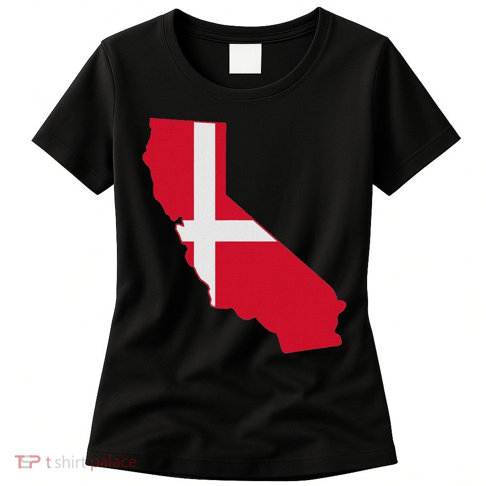 California Denmark Flag Map Womens T-Shirt