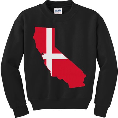 California Denmark Flag Map Kids Sweatshirt
