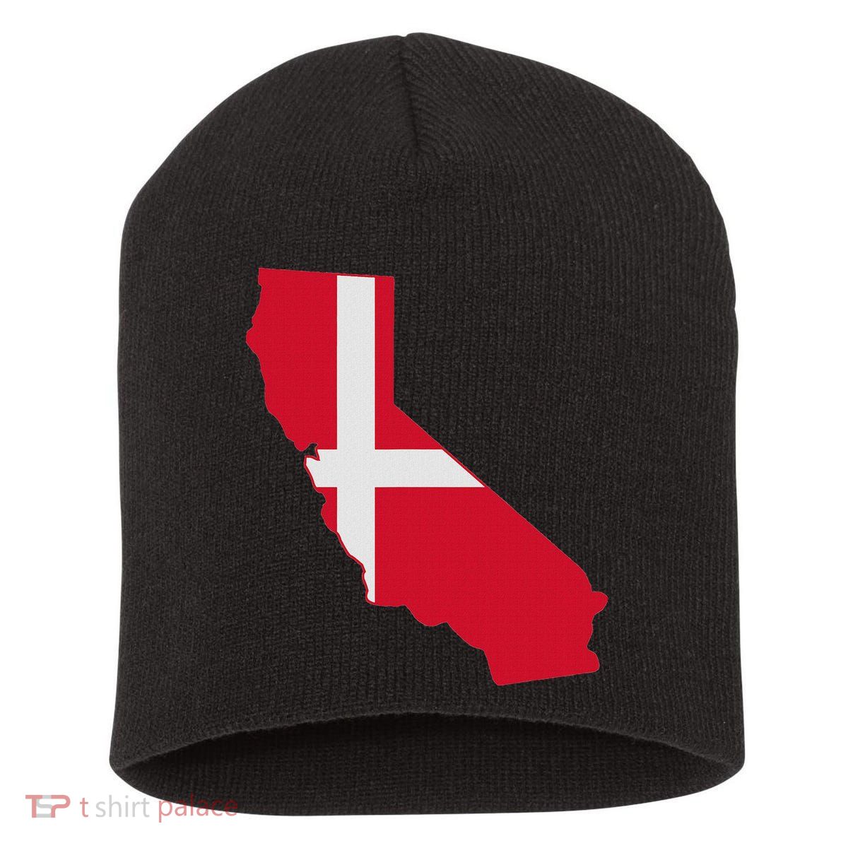 California Denmark Flag Map Short Acrylic Beanie