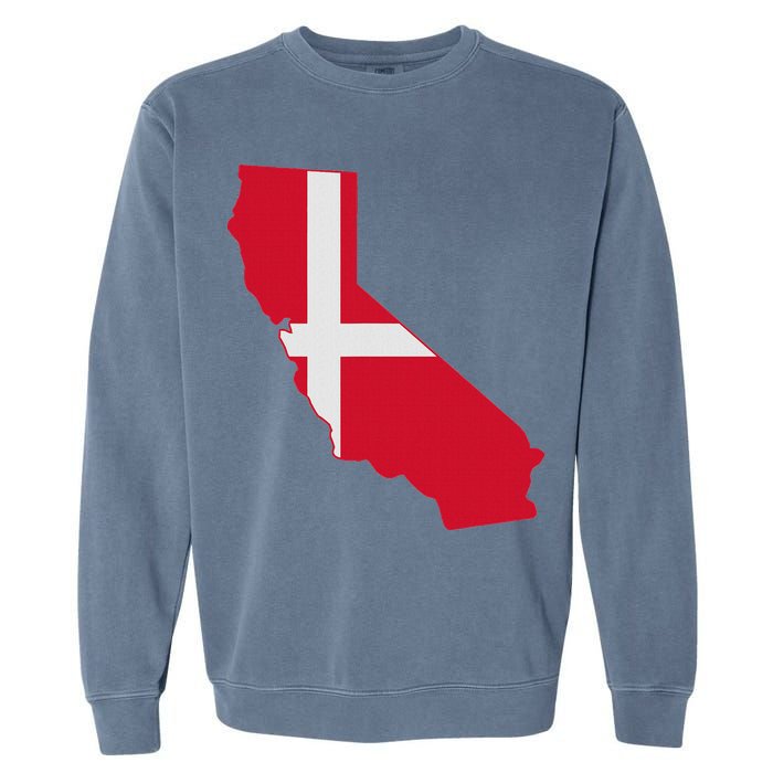 California Denmark Flag Map Garment-Dyed Sweatshirt