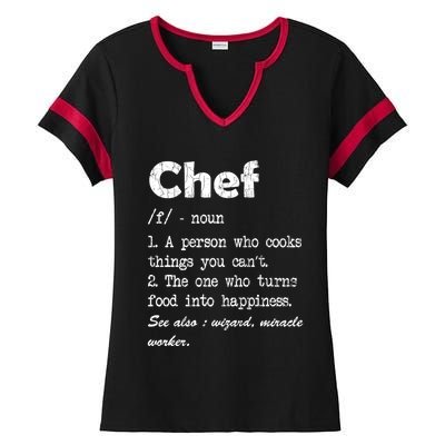 Chef Definition Funny Cook Cooking Graphic Funny Gift Ladies Halftime Notch Neck Tee