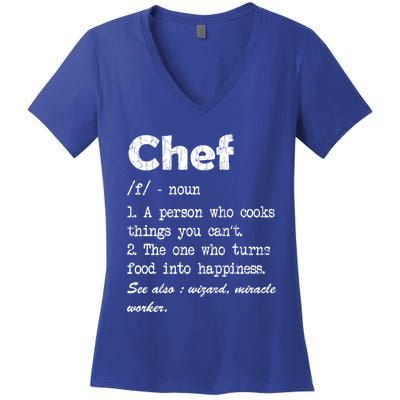 Chef Definition Funny Cook Cooking Graphic Funny Gift Women's V-Neck T-Shirt