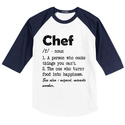 Chef Definition Funny Cook Cooking Graphic Funny Gift Baseball Sleeve Shirt