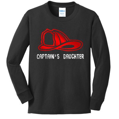 Captains Daughter Firefighter Gift Fire Company Kids Long Sleeve Shirt