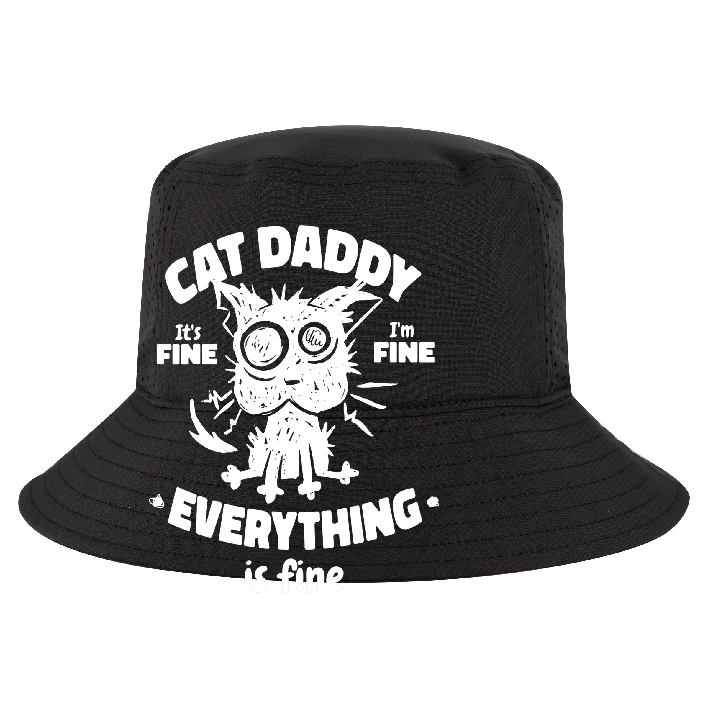 Cat Daddy Funny Black Cat Father's Day It's Fine I'm Fine 12oz Stainless Steel Coffee Mug