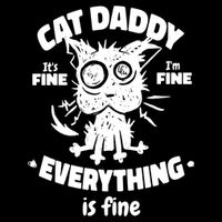 Cat Daddy Funny Black Cat Father's Day It's Fine I'm Fine Cropped Pullover Crew