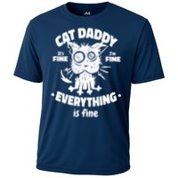 Cat Daddy Funny Black Cat Father's Day It's Fine I'm Fine Cooling Performance Crew T-Shirt