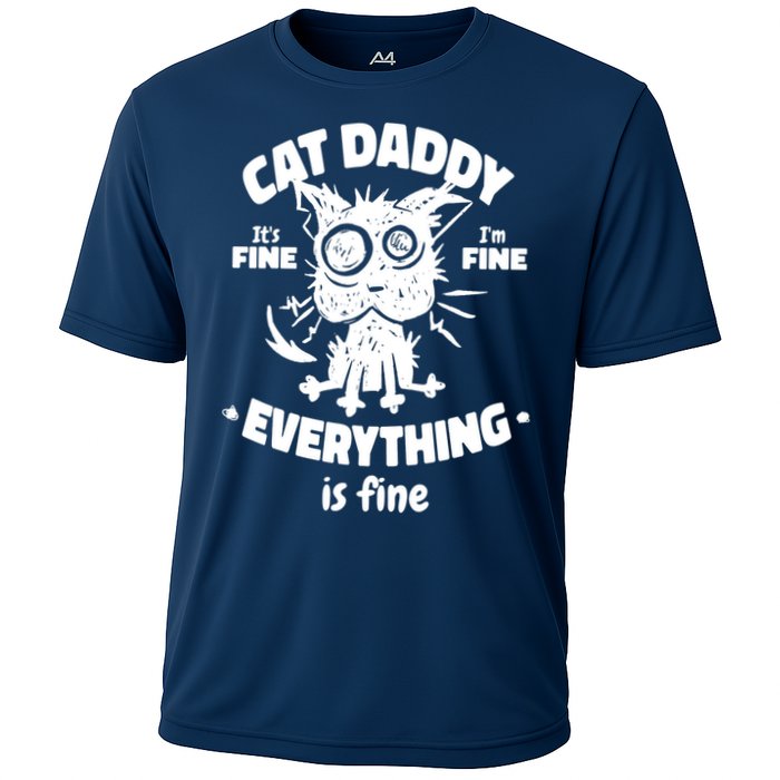 Cat Daddy Funny Black Cat Father's Day It's Fine I'm Fine Cooling Performance Crew T-Shirt