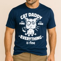 Cat Daddy Funny Black Cat Father's Day It's Fine I'm Fine Cooling Performance Crew T-Shirt
